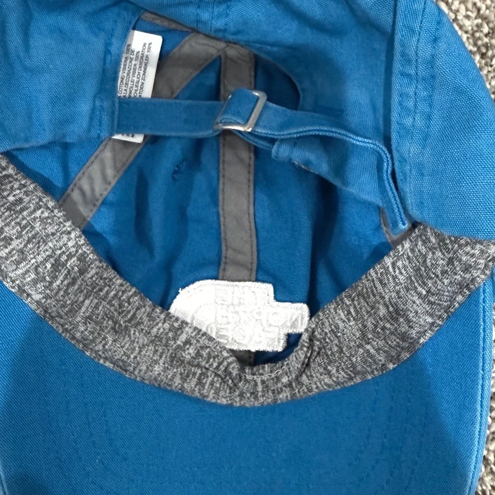 The North Face Youth Horizon Cotton‎ Baseball Cap Hat Blue White Logo Adjustable
